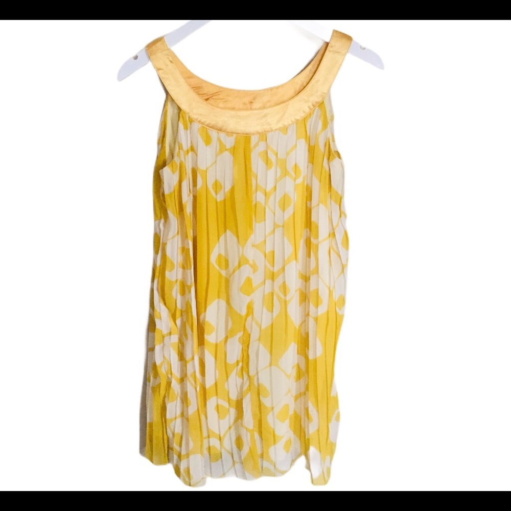 PINK MARTINI Mustard Yellow Swing Mini Dress Sheer Overlay Medium Boho - Picture 14 of 15